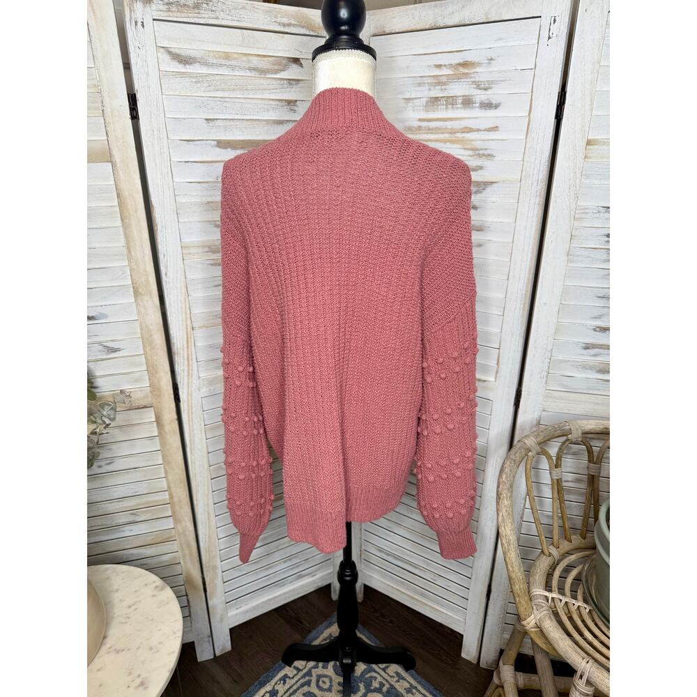 MADEWELL Women's M Bauble Pom Pom Cotton Knit Cardigan Sweater Dusty Rose Boho - Picture 5 of 16